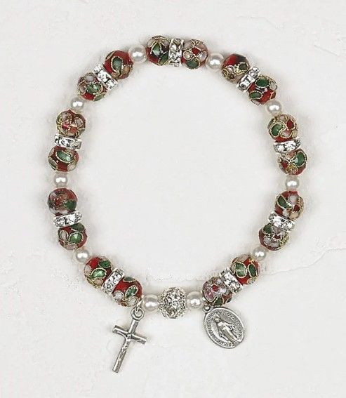 108-16-3253 Red Cloisonne Strech Braclet