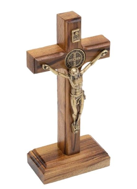 127-11-1152 5&quot; Benedict Stand Crucifix Gold Corpus