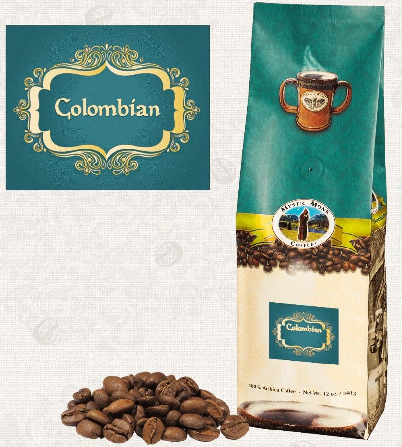 CCOL-W Mystic Monk Colombian 12 oz Whole Bean Coffee