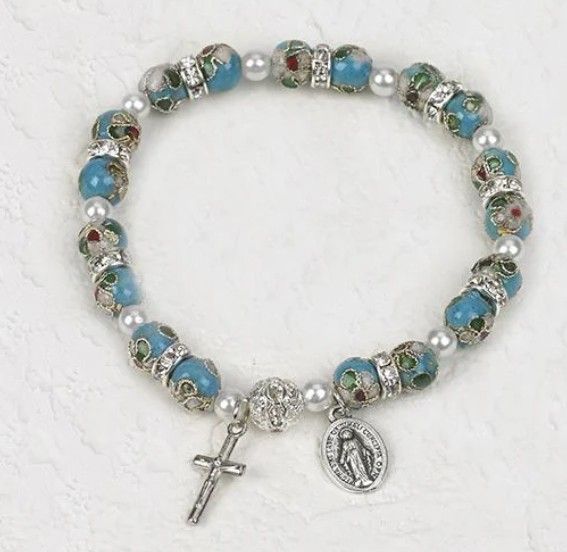 108-16-3252 Light Blue Cloisonne Strech Bracelet