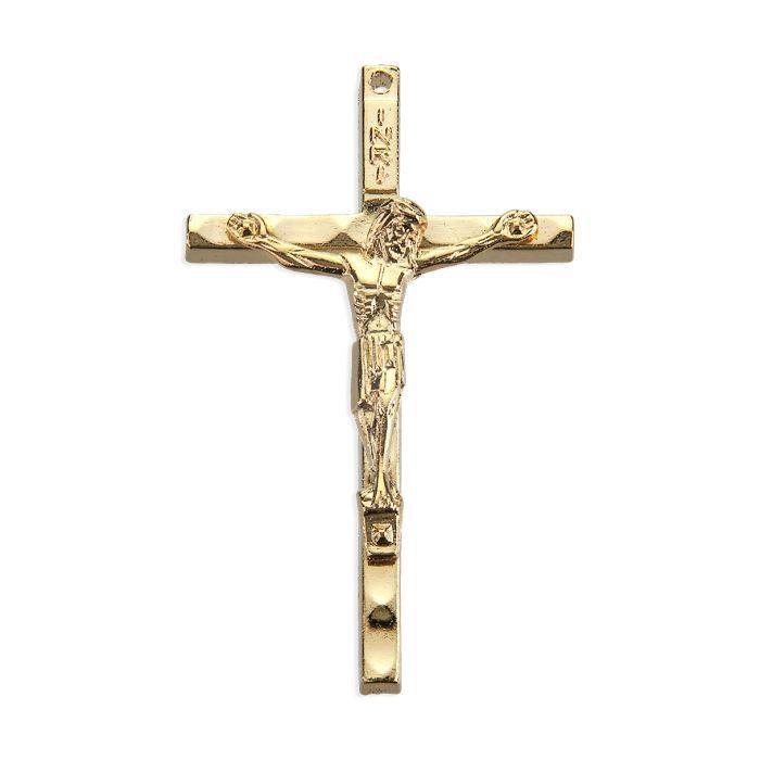       2142-07 Gold Slim Line Crucifix 2&quot;