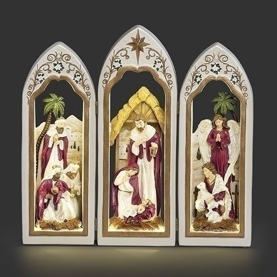 138562 Lighted Triptych Nativity