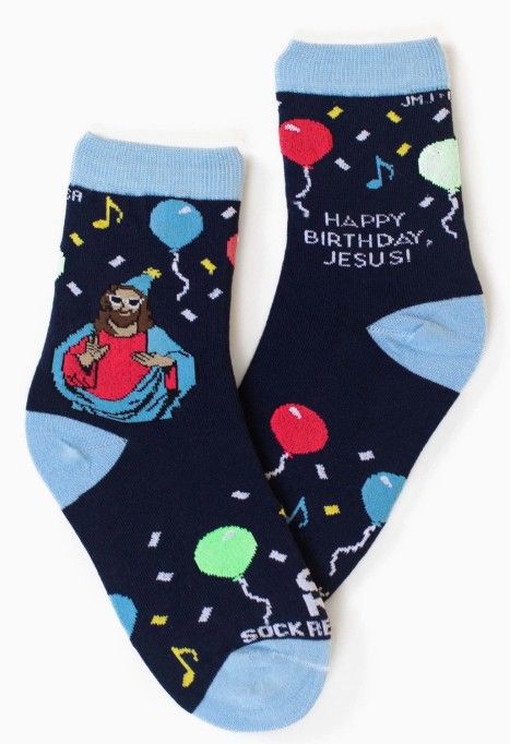      SR1474 Happy Birthday Jesus Kids Sock Religious