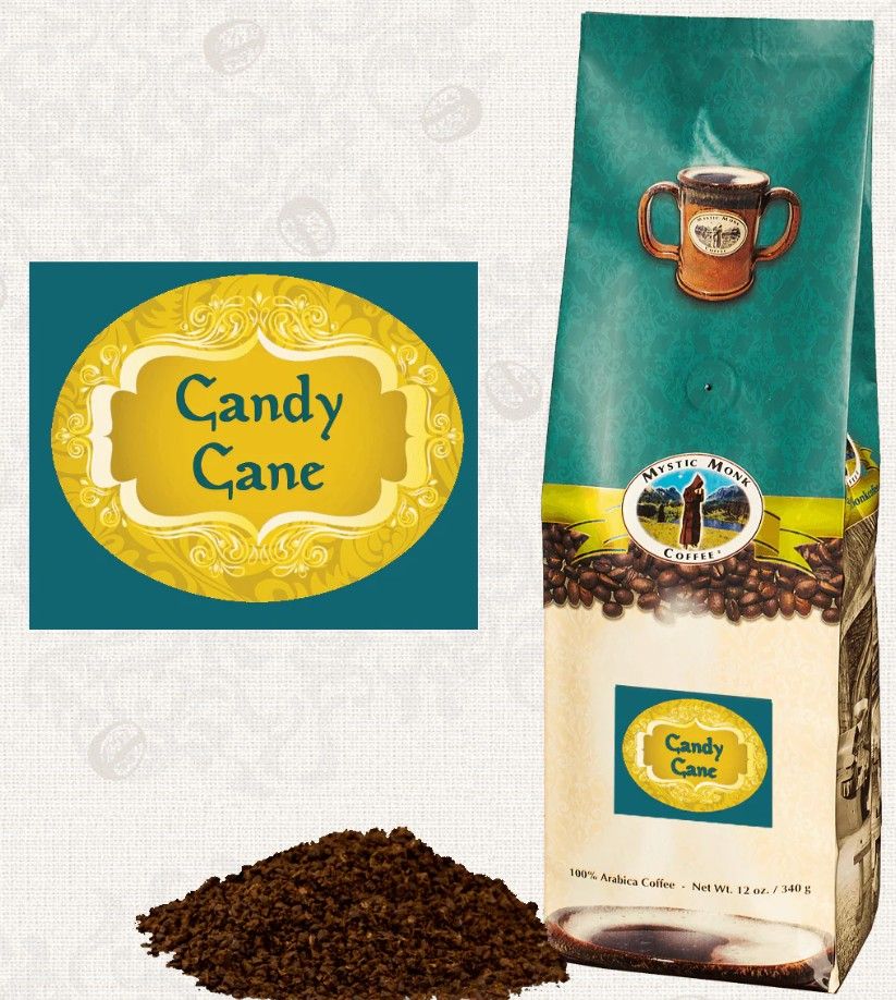        CCANDY Mystic Monk Candy Cane 12 oz Ground Coffee