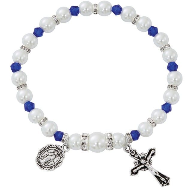 B208 Sapphire Stretch Rosary Bracelet