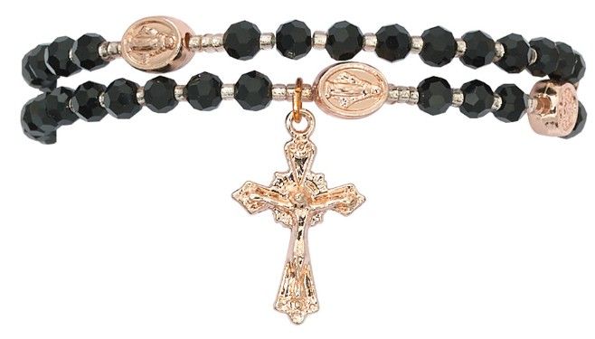 B1000C Black Copper Twist Rosary Bracelet