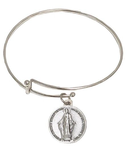 167-16-0219 Miraculous Medal Bangle Bracelet