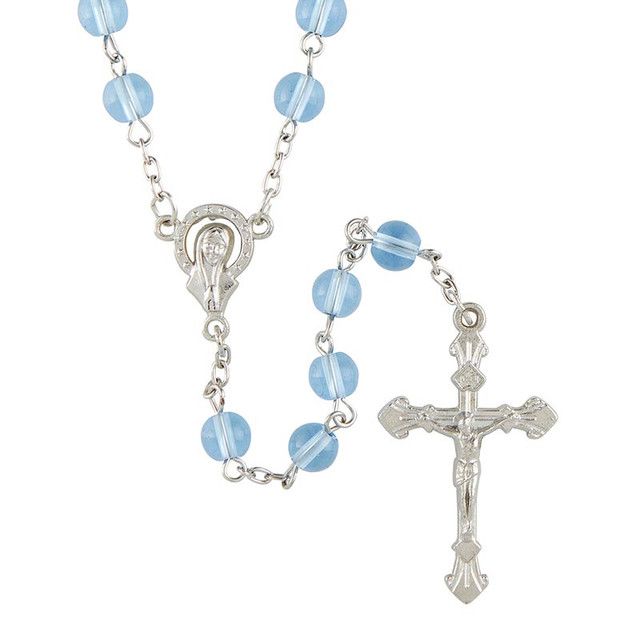 BK-12189 Blue Glass Bead Rosary