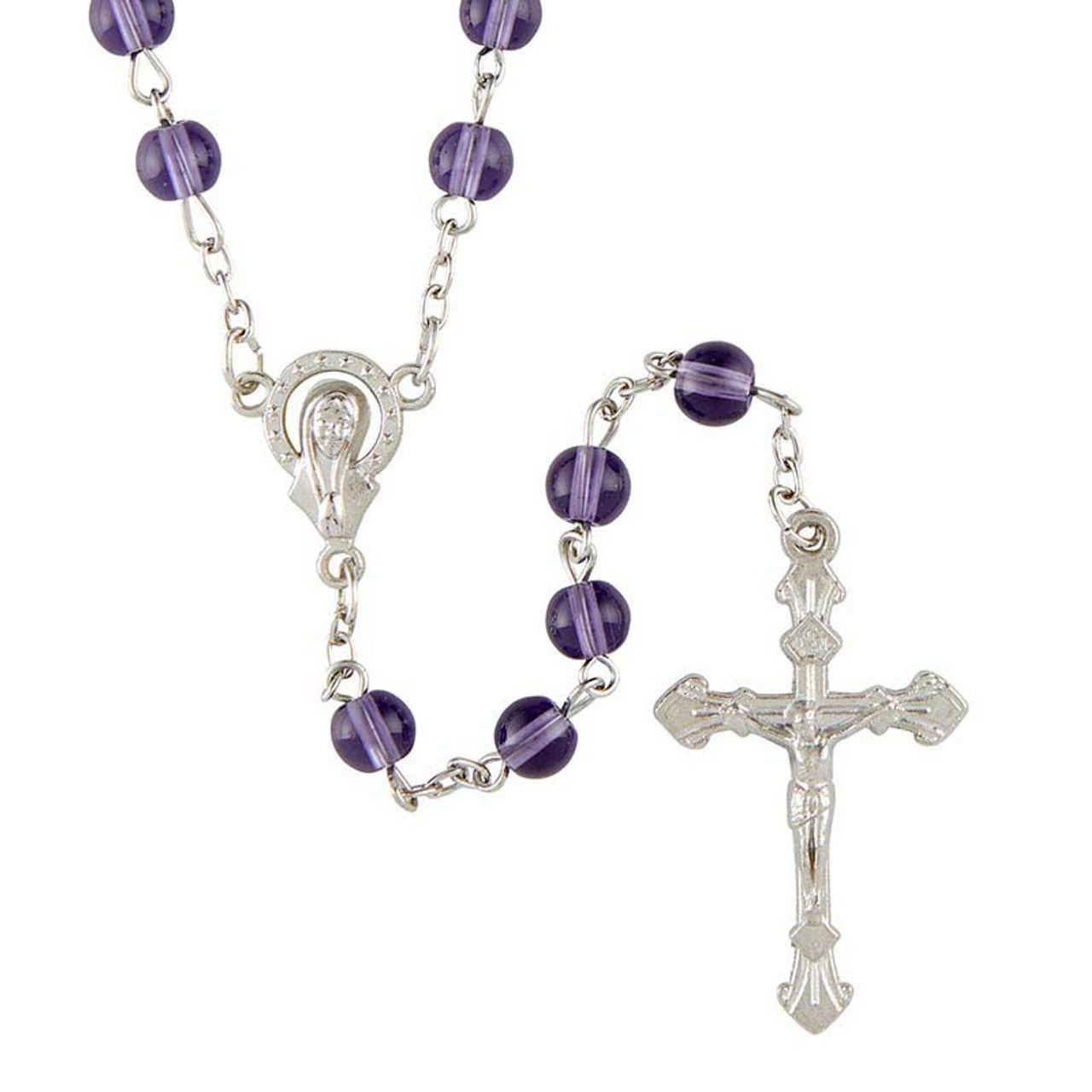 BK-12190 Amethyst Glass Bead Rosary