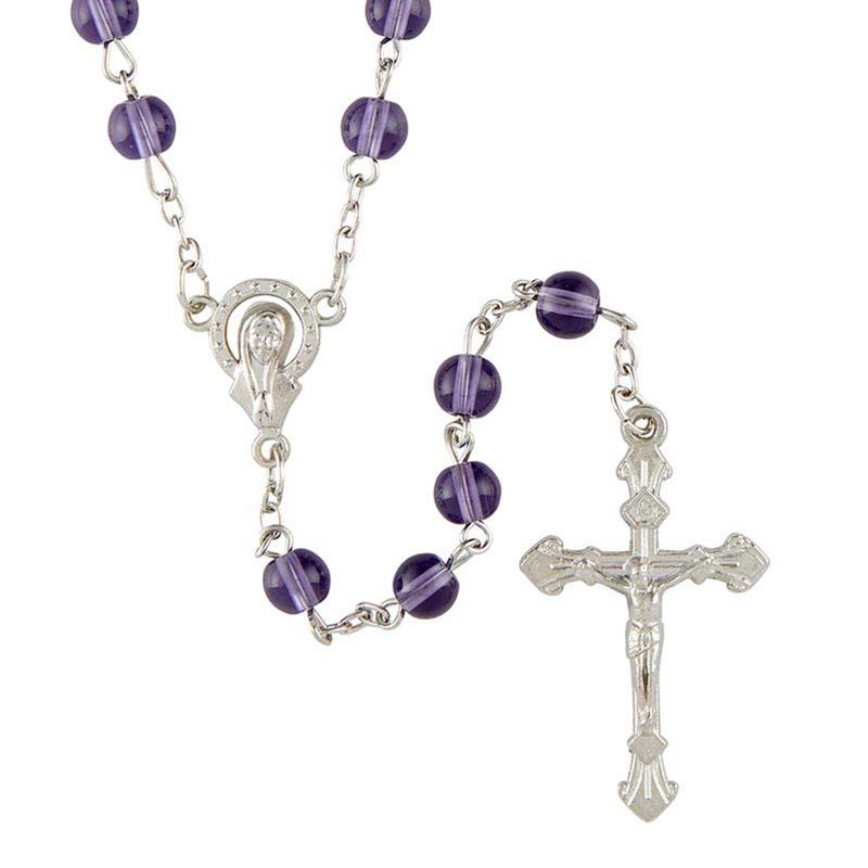BK-12190 Amethyst Glass Bead Rosary