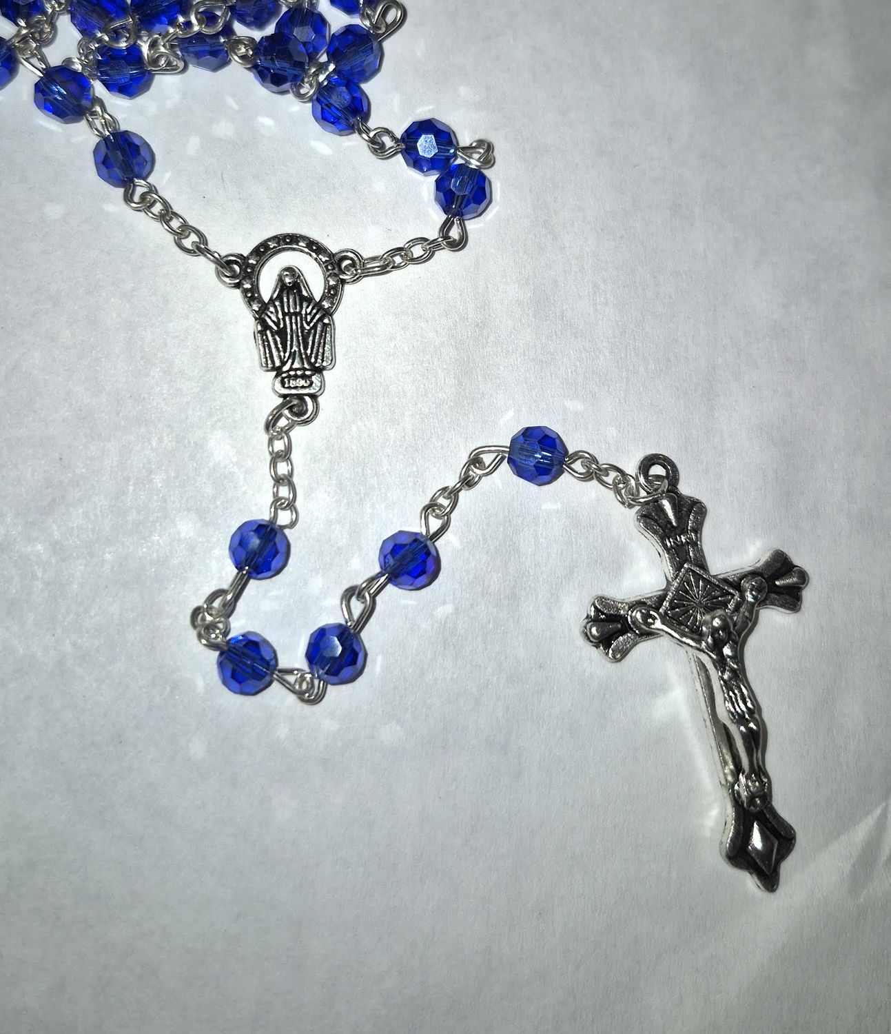       BK-12412 Light Blue Glass Bead Rosary
