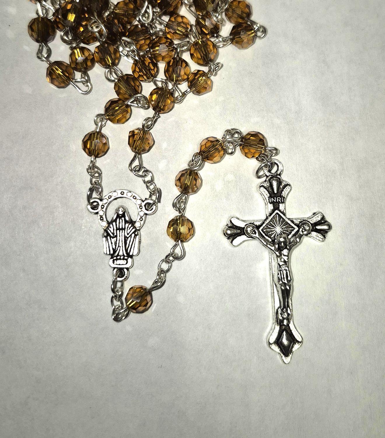         BK-12417 Topaz Glass Bead Rosary ***