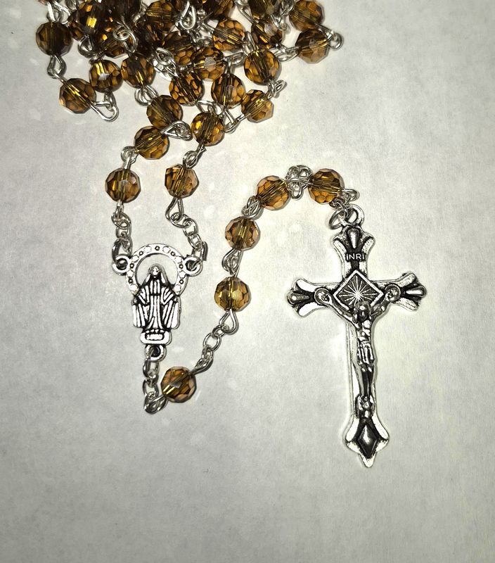         BK-12417 Topaz Glass Bead Rosary ***