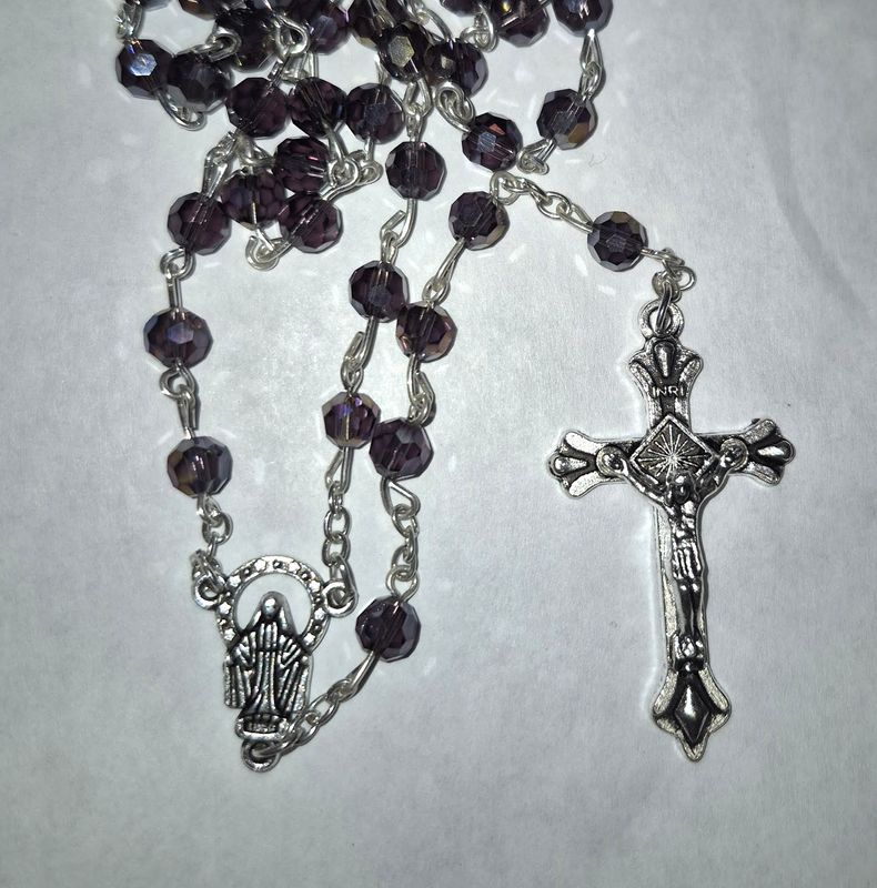 BK-12413 Amethyst Glass Bead Rosary ***