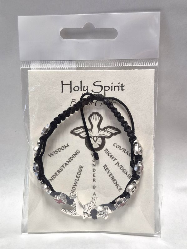 ZZ44BK Holy Spirit Black Slip Knot Cord Bracelet