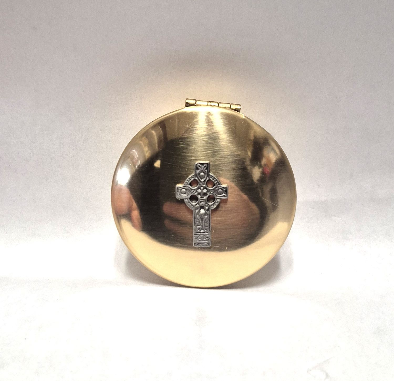 87004 Small Brass Pyx Celtic Cross