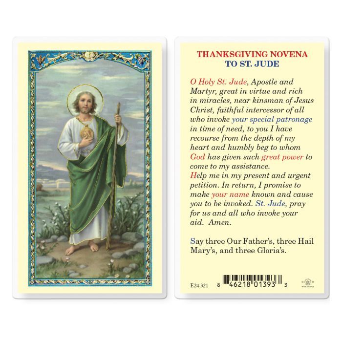      E24-321 Thanksgiving Novena Saint Jude Holy Card (800-024)