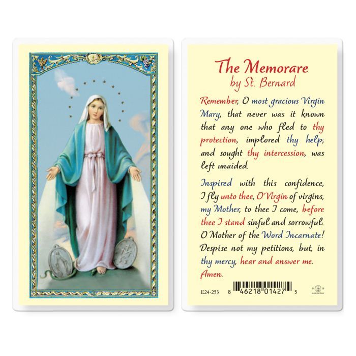      E24-253 Our Lady of Grace Memorare Saint Bernard Holy Card