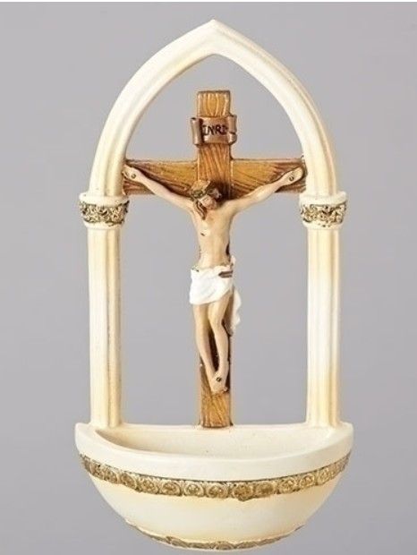 40130 7&quot; Crucifix Holy Water Font