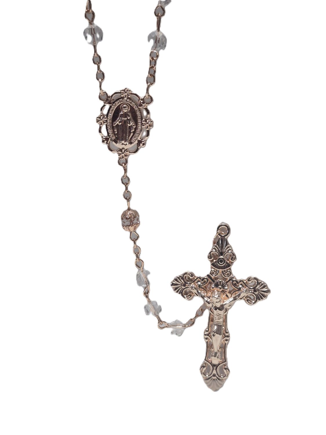26-4987-01 Crystal Rose Gold Rosary