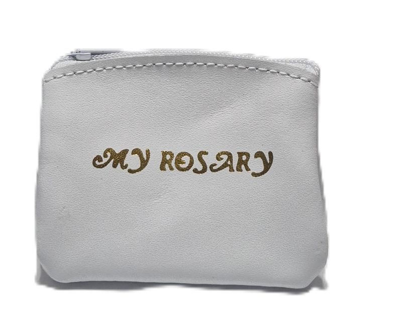 25-203-01 Leather Rosary Pouch My Rosary White