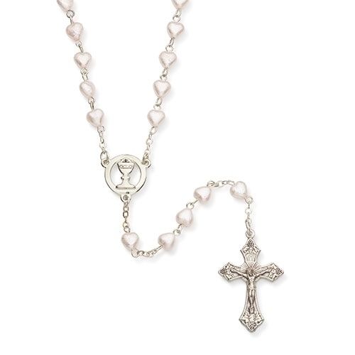      40127 18in First Communion Heart Pearl Rosary
