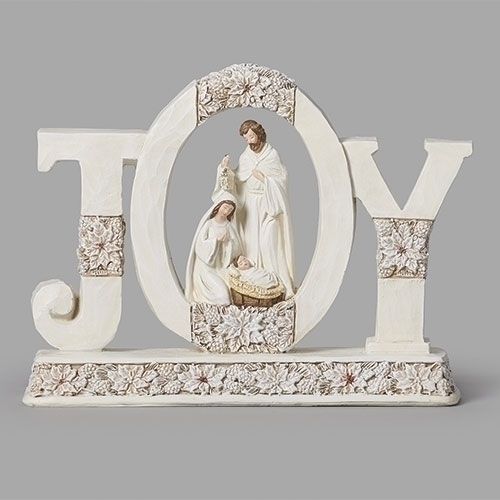 137307 6.75&quot;H Joy Holy Family (Poinsettia)
