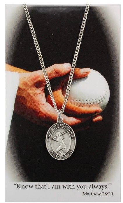 PSD676SB St. Christopher Softball prayer card set w/Medal Chain