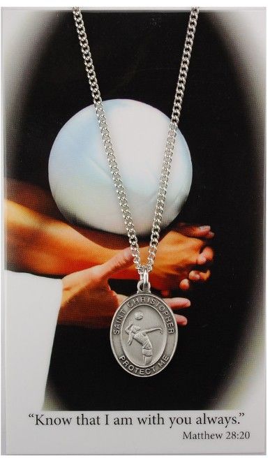 PSD676VB Volleyball prayer card with chain