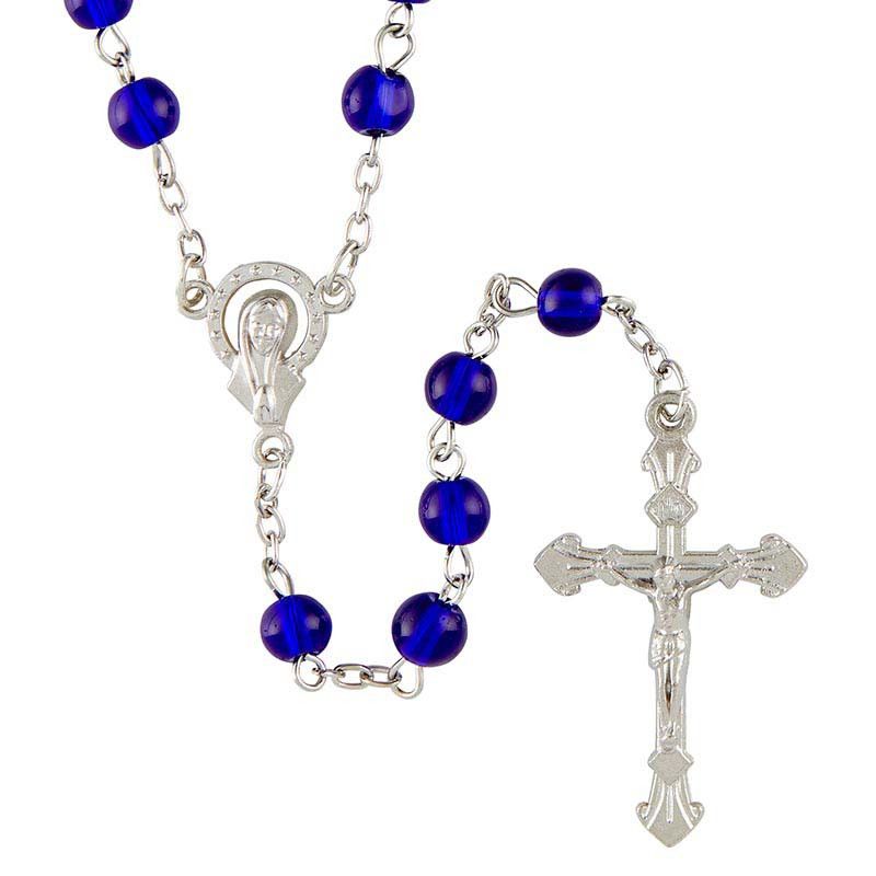 BK-12191 Dark Blue Glass Bead Rosary