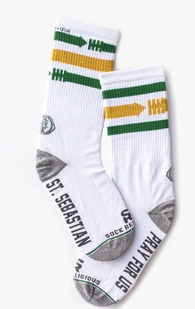       SR1304 St. Sebastian Green/Yellow Sock Religious Kids