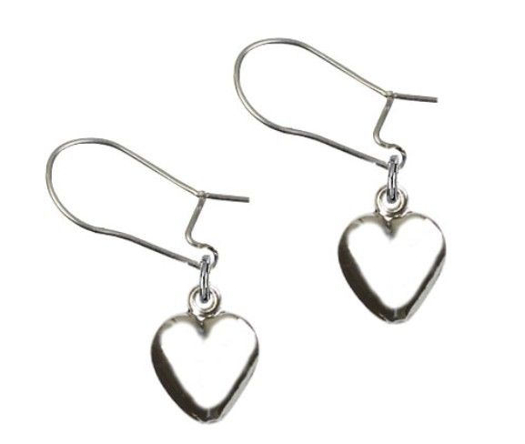 E4158HDSS - SS Heart Dangle Earrings