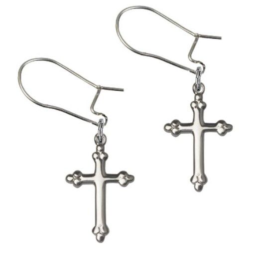 E5415DSS - SS Cross Dangle Earrings
