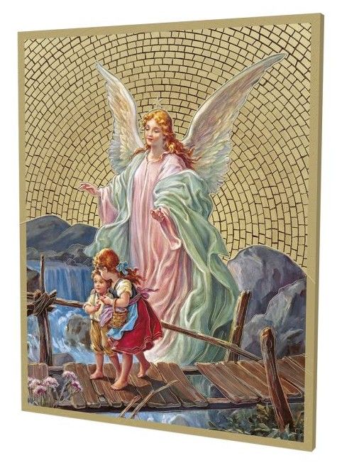 108-350 8x10 Guardian Angel Crossing Bridge Mosaic Plaque