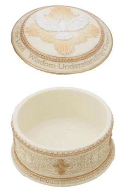       B-77824-C Holy Spirit Keepsake Box White 4in