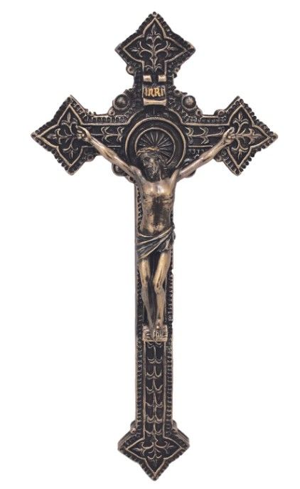 SR-75417 9" Crucifix Veronese Cast Bronze