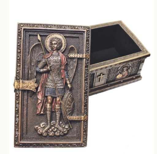 B-75020-C St Michael rectangular box-painted-bronze