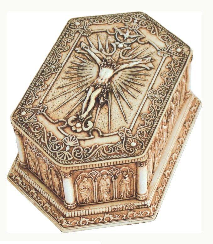 B-75004 Crucifixion box, antique resin