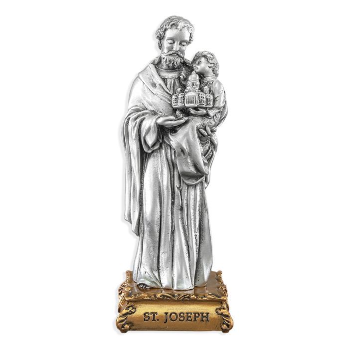      1799-630 4in Saint Joseph Pewter Statue