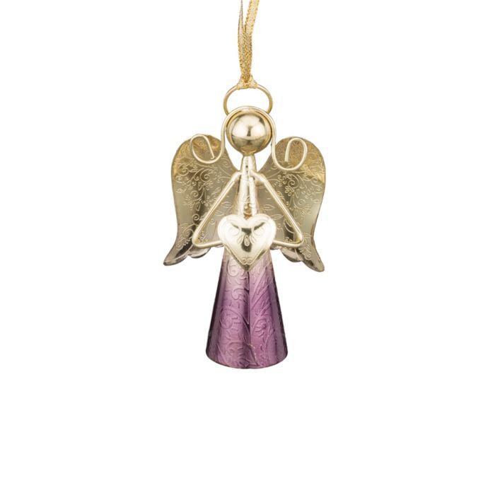 20546 Gold Angel Bell Heart Purple