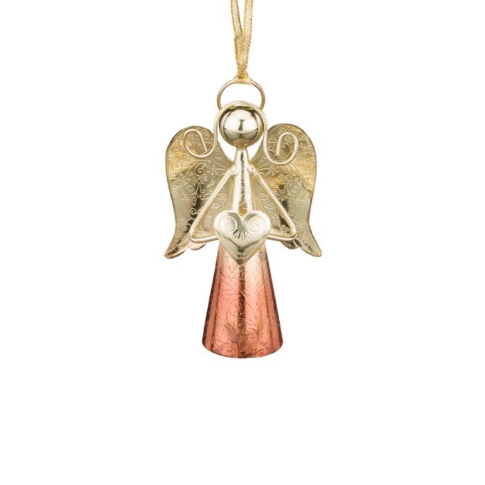 20545 4" Gold Angel Bell Heart Copper