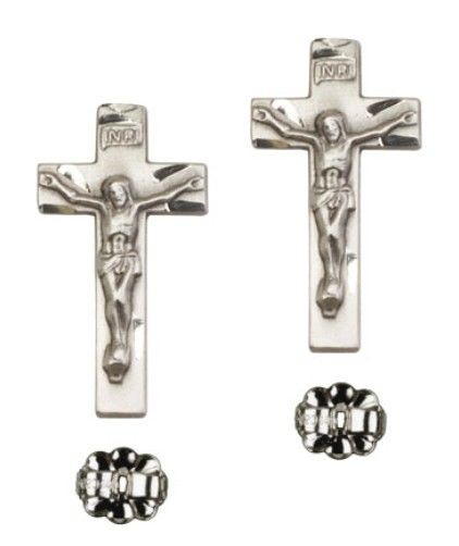        Crucifix Sterling Silver Post Earrings - E0001PSS 