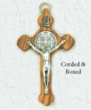 139-11-1013 3in Wood Cross Benedict Silver Tone