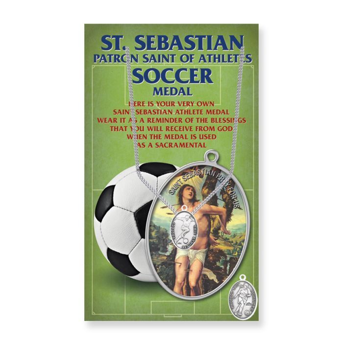 St. Sebastian Women's Soccer Pewter Medal/18" Chain 650-8043