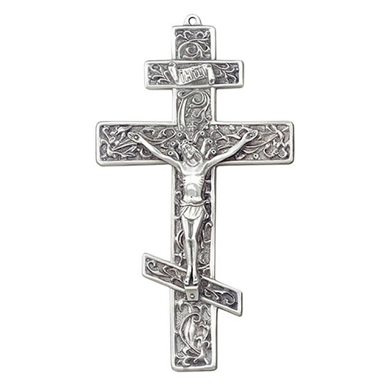       JC-43-E 8.5in Filigree Greek Orthodox Crucifix Silver