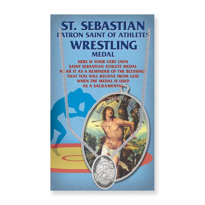 St. Sebastian Men's Wrestling Pewter Medal/24"Chain 650-6051