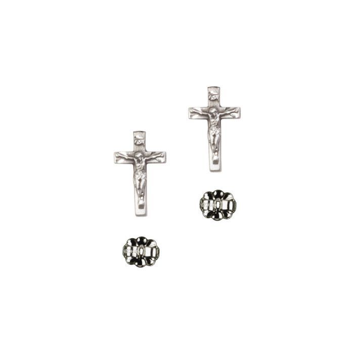 Crucifix Sterling Silver Post Earring E5417PSS SS