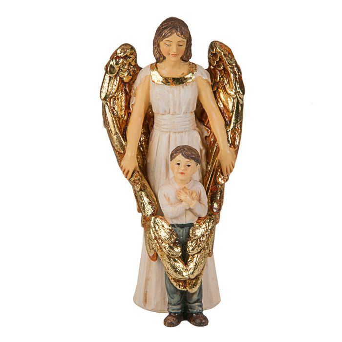        4" Guardian Angel with Boy Statue w/Statue Boxed 1735-356