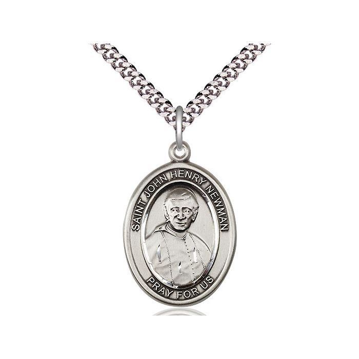 John Henry Newman Oval Sterling Silver Medal 24" Chain 7423SS/24S C54-LC