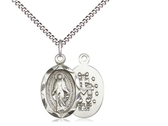      Miraculous Sterling Silver Medal w/ 18" Rhodium Chain w/Clasp - 0612MSS/18S C50-LC
